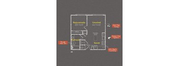 1 bedroom 1 bathroom Floor plan T at The Maxwell Apartments, Arlington, 22203