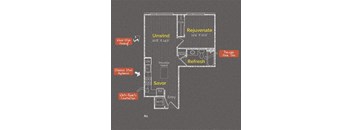 1 bedroom 1 bathroom Floor plan Z at The Maxwell Apartments, Arlington, VA