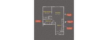 1 bedroom 1 bathroom Floor plan Y at The Maxwell Apartments, Arlington, Virginia