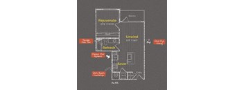 1 bedroom 1 bathroom Floor plan X at The Maxwell Apartments, Arlington, VA, 22203