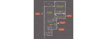 1 bedroom 1 bathroom Floor plan A at The Maxwell Apartments, Virginia, 22203