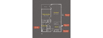 1 bedroom 1 bathroom Floor plan B at The Maxwell Apartments, Arlington, VA, 22203