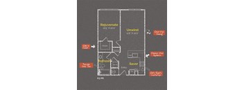1 bedroom 1 bathroom Floor plan E at The Maxwell Apartments, Arlington, Virginia