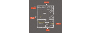 1 bedroom 1 bathroom Floor plan J at The Maxwell Apartments, Arlington, VA, 22203