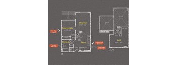 1 bedroom 1 bathroom Floor plan K at The Maxwell Apartments, Arlington, VA
