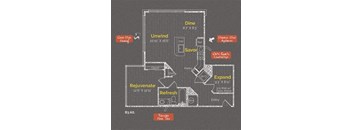 1 bedroom 1 bathroom Floor plan H at The Maxwell Apartments, Arlington, 22203