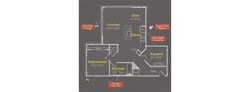 1 bedroom 1 bathroom Floor plan I at The Maxwell Apartments, Virginia, 22203