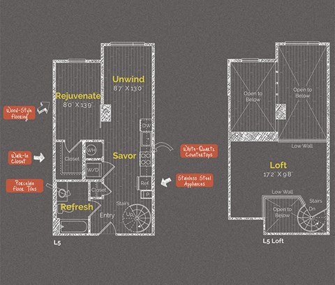 Studio 1 bathroom floor plan I at The Maxwell Apartments, Arlington, Virginia