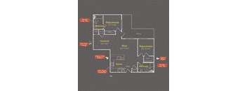2 bedroom 2 bathroom Floor plan C at The Maxwell Apartments, Arlington, 22203