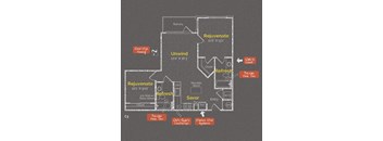 2 bedroom 2 bathroom Floor plan A at The Maxwell Apartments, Arlington, VA, 22203