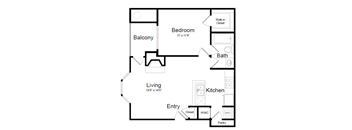 1 Bed | 1 Bath - A1A Floor Plan at Elme Herndon, Virginia, 20171