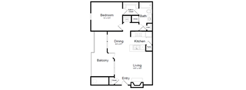 1 Bedroom floorplan at Elme Herndon, VA