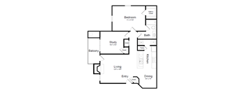 1 Bedroom floorplan at Elme Herndon, VA