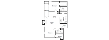 2 Bed | 2 Bath - B2A Floor Plan at Elme Herndon, Herndon, 20171