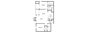2 Bed | 2 Bath - B2B Floor Plan at Elme Herndon, Herndon, Virginia