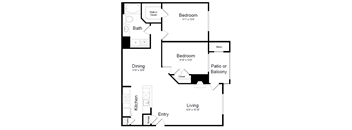 2 Bed | 1 Bath - B1B Floor Plan at Elme Dulles, Herndon, VA