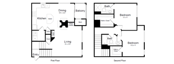 2 Bed | 2 Bath - B2E Floor Plan at Elme Dulles, Virginia