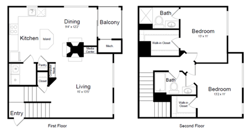 2 Bed | 2 Bath - B2E Floor Plan at Elme Dulles, Virginia