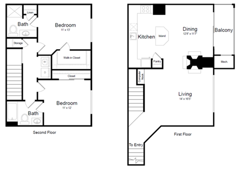 2 Bed | 2 Bath - B2G Floor Plan at Elme Dulles, Herndon