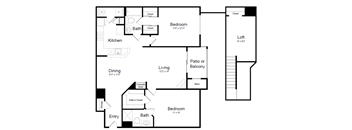 2 Bed | 2 Bath - B2D Floor Plan at Elme Dulles, Herndon, VA, 20171