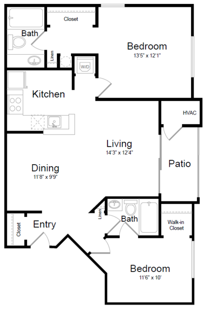 Chestnut- B2B Floor Plan at Elme Manassas, Manassas, VA, 20109