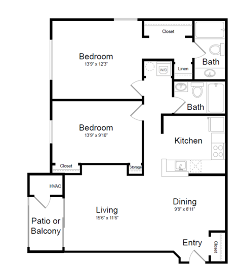 Rosewood - B1A Floor Plan at Elme Manassas, Manassas, VA, 20109