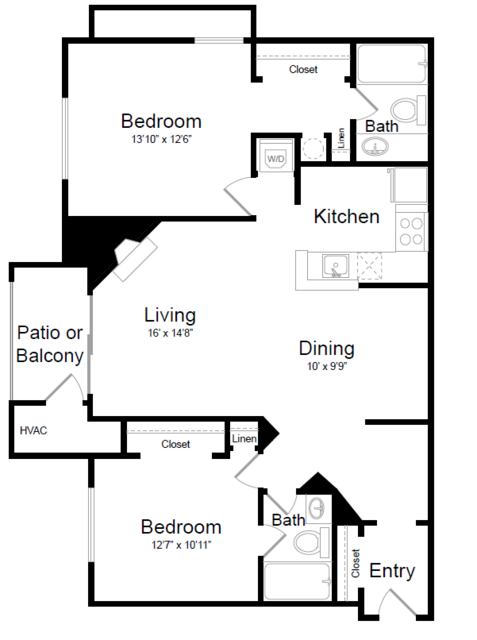 a floor plan of a house with a bedroom and a living room