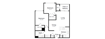 2 Bed | 1 Bath - B1A Floor Plan at Elme Dulles, Virginia, 20171