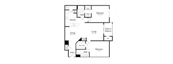 2 Bed | 2 Bath - B2A Floor Plan at Elme Dulles, Herndon, 20171