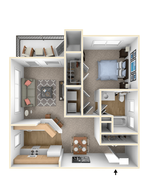 1 bed 1 bath floor plan M at Elme Conyers Apartments, Gorgia, 30013