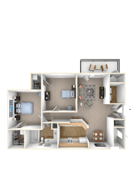 2 bed 1 bath floor plan L at Elme Conyers Apartments, Gorgia