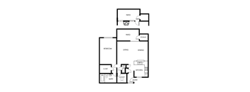 1 bed 1 bath floor plan at Elme Cumberland Apartments, Smyrna, GA, 30080