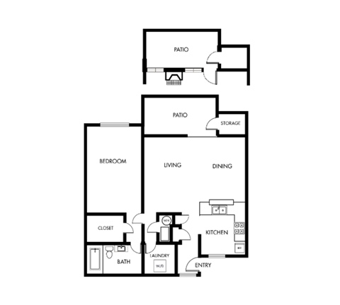 1 bed 1 bath floor plan at Elme Cumberland Apartments, Smyrna, GA, 30080