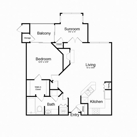 1 Bedroom Floor Plan at Elme Alexandria, Alexandria, VA