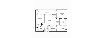 2 Bed 2 Bath Floor Plan at Elme Alexandria, Alexandria, Virginia