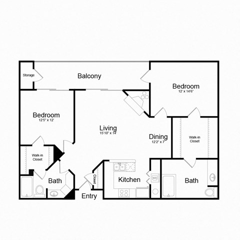 2 Bed 2 Bath Floor Plan at Elme Alexandria, Alexandria, Virginia