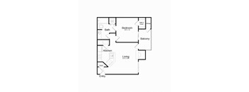 1 Bed 1 Bath Floor Plan at Elme Alexandria, Virginia