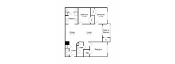 a floor plan of a bedroom apartment  at Elme Dulles, Virginia, 20171