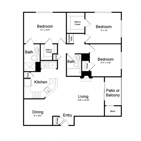 a floor plan of a house  at Elme Dulles, Herndon, VA, 20171
