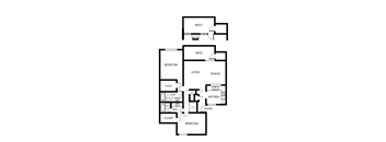 2 bed 2 bath floor plan at Elme Cumberland Apartments, Smyrna, GA