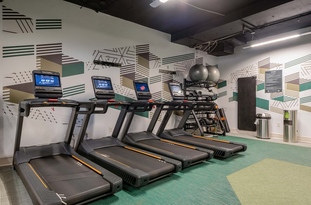 Fitness center with treadmills at Cascade at Landmark, Virginia