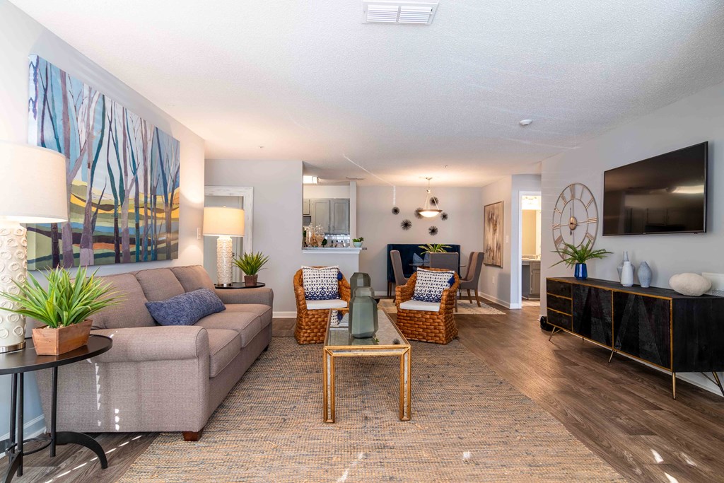 Living Room at Elme Eagles Landing in Stockbridge, GA