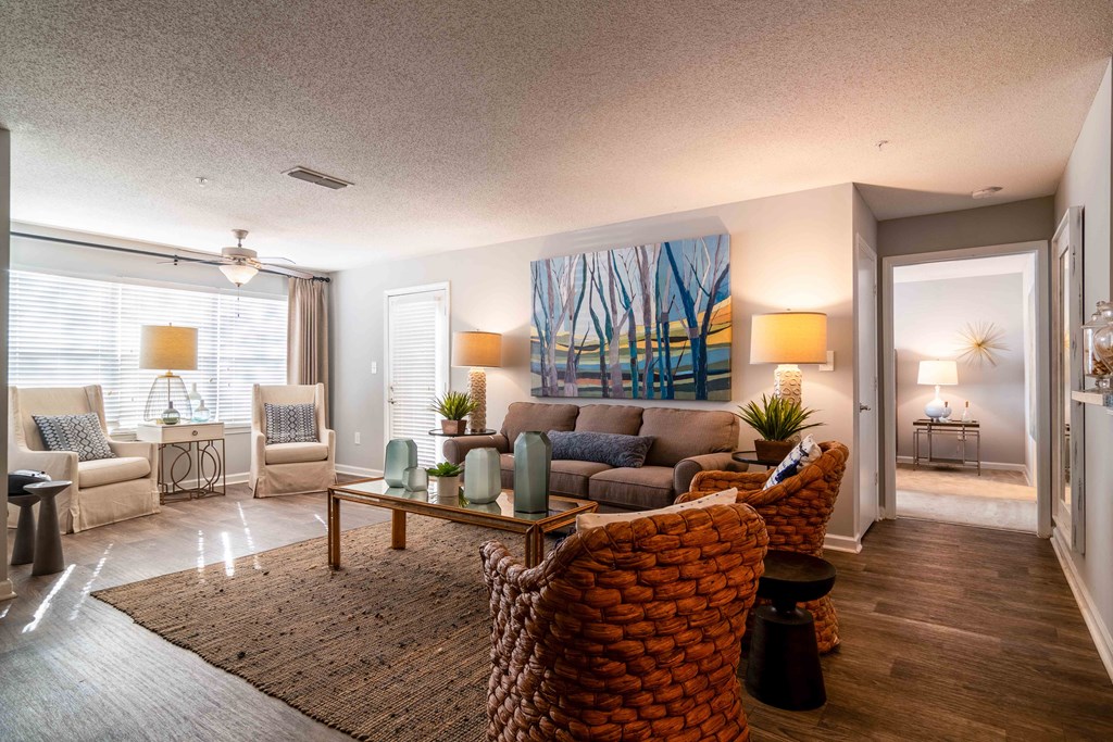 Living Room at Elme Eagles Landing in Stockbridge, GA