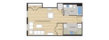 Efficiency 507sf Floor Plan at Clayborne Apartments, Alexandria, VA