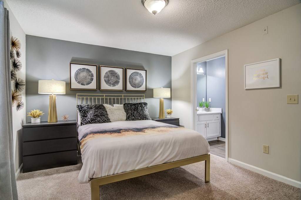 an open bedroom with a large bed and a bathroom at Elme Conyers, Conyers, GA, 30013