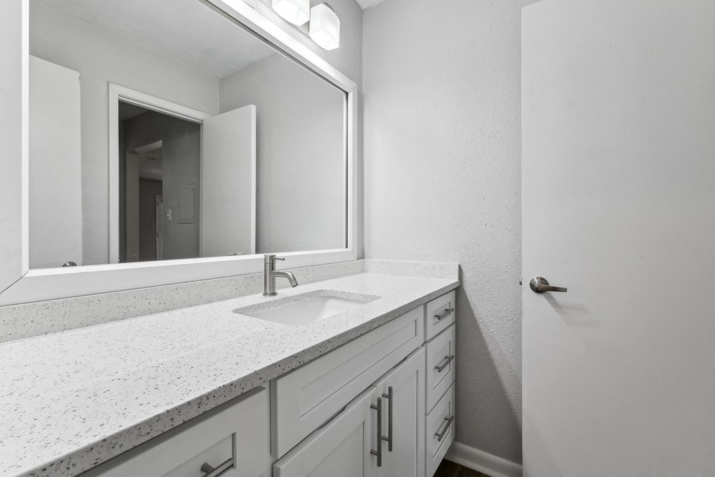 A bathroom with a sink at Elme Sandy Springs Apartments, Atlanta, GA, 30350