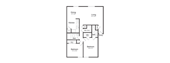 2 bedroom apartment floorplan at Watkins Mill.