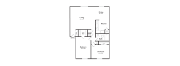 2 bedroom apartment floorplan at Watkins Mill.