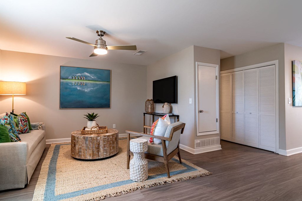 Living Room at Elme Sandy Springs Apartments, Atlanta, GA