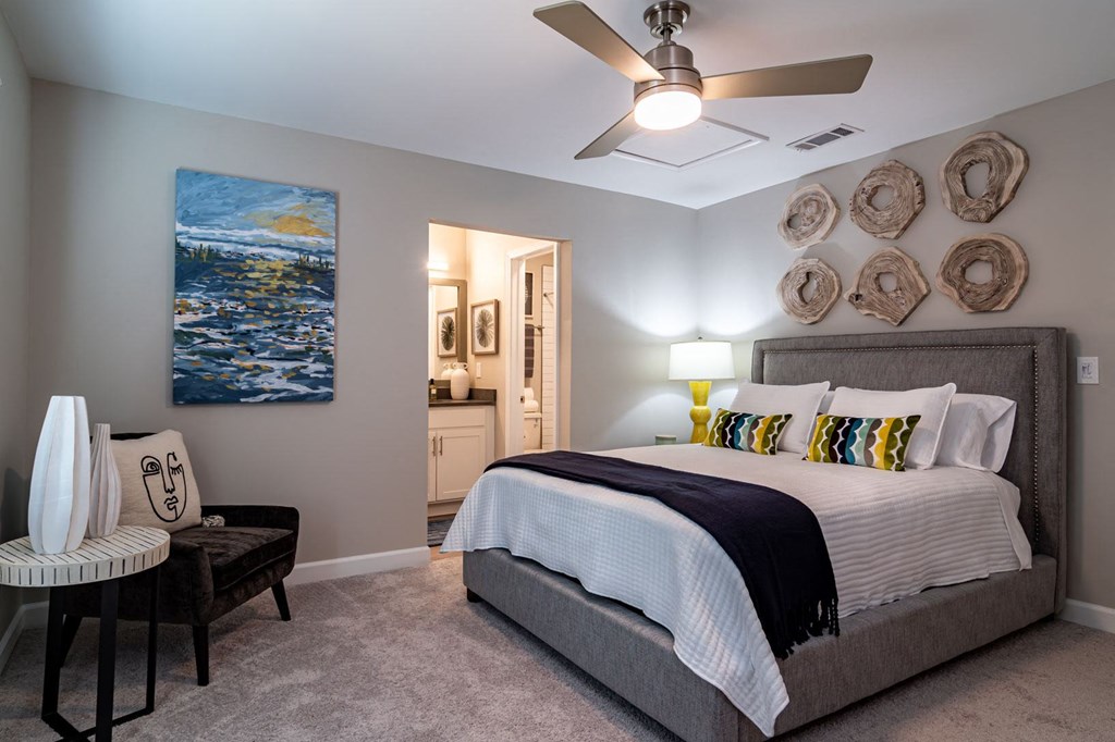 Master bedroom at Elme Sandy Springs Apartments, Atlanta, GA, 30350